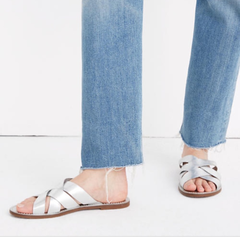 NWT Madewell Woven Slide Sandal in Metallic